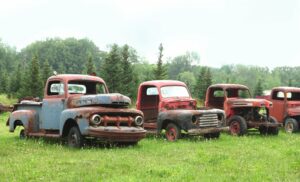 Old rusted out trucks